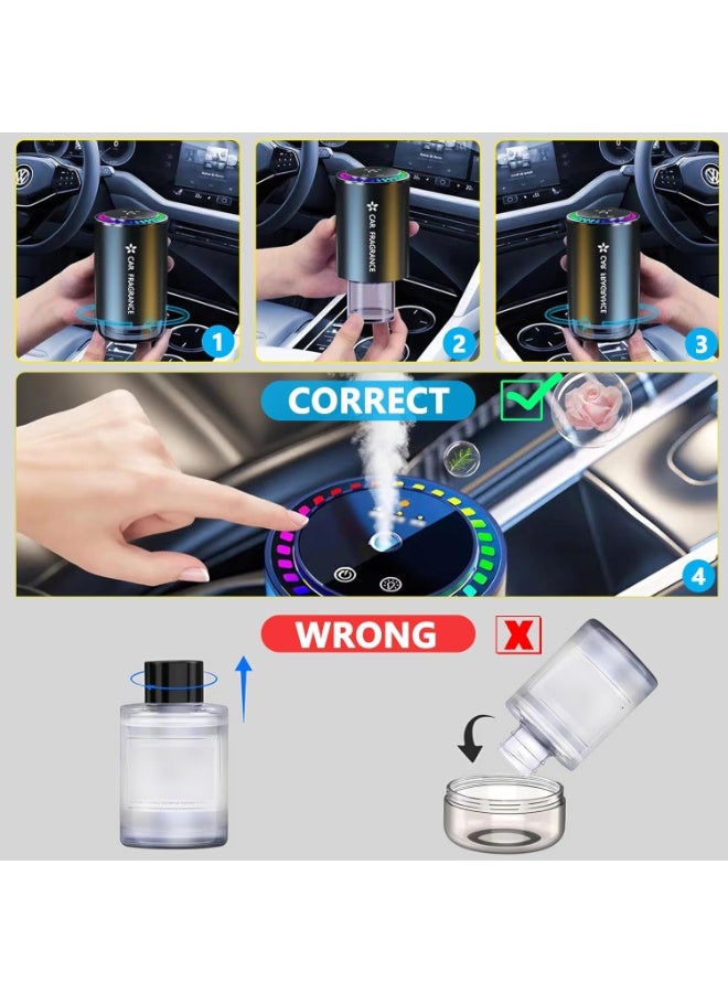 منتجات تنقية هواء السيارات الذكية مع مشчик النجوم، تجربة رائحة جديدة عن طريق التفحيم، كل زجاجة من العطر تدوم 4 أشهر، تشغيل/إيقاف ذكي، 3 أوضاع للتركيز، كولوني، أسود مات - Image 3